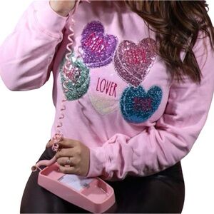 NWT Conversation Candy Hearts Sweatshirt